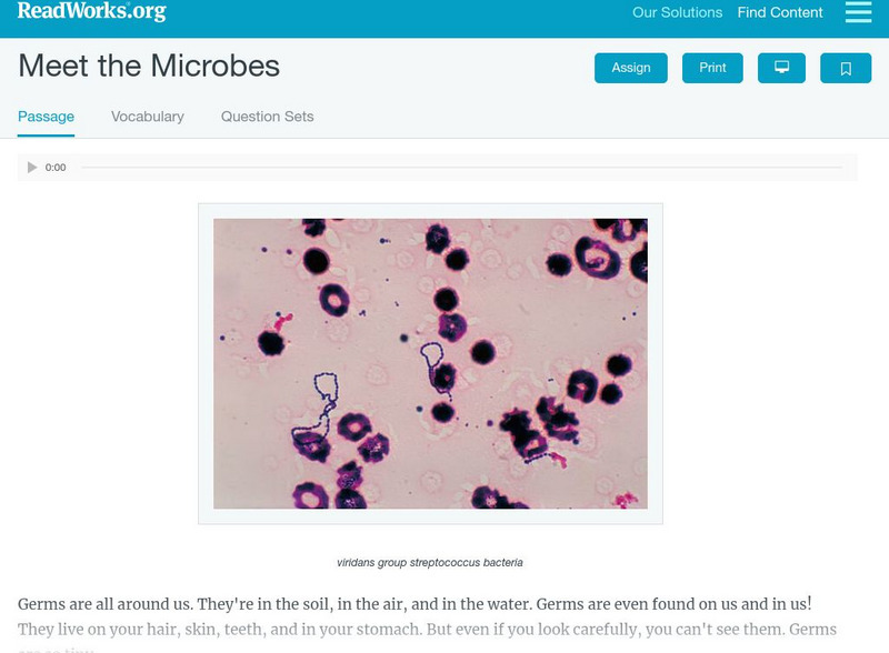 Read Works: Meet the Microbes Activity Read Works: Meet the Microbes Activity