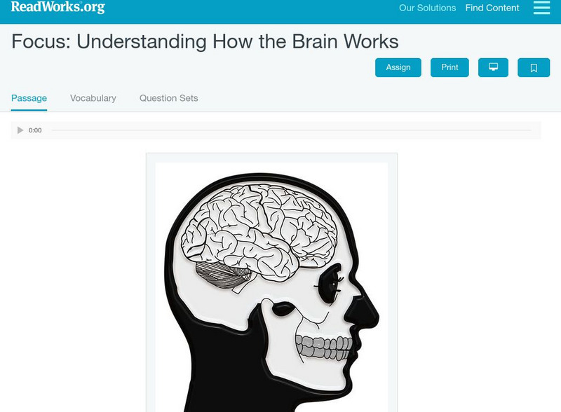 Read Works: Focus: Understanding How the Brain Works Activity Read Works: Focus: Understanding How the Brain Works Activity