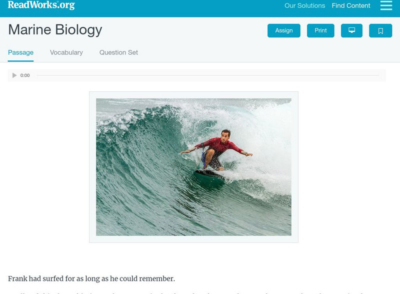 Read Works: Marine Biology Activity Read Works: Marine Biology Activity