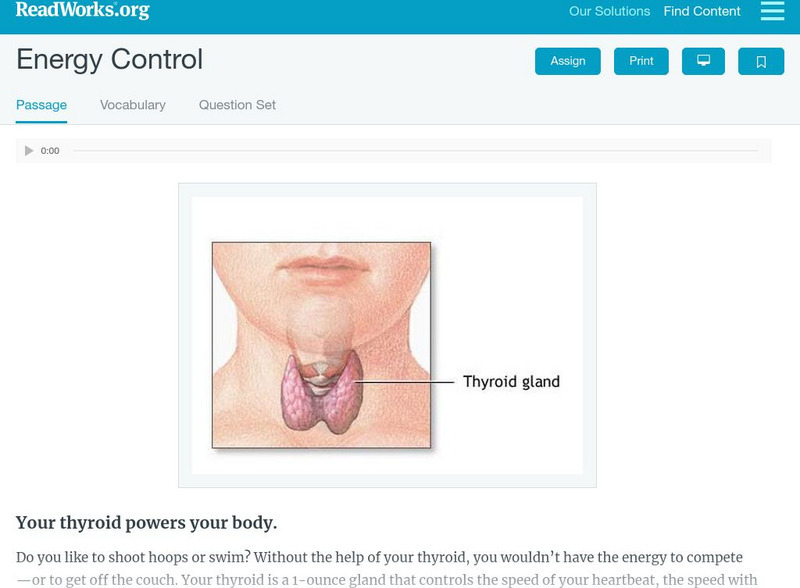 Read Works: Energy Control Activity Read Works: Energy Control Activity