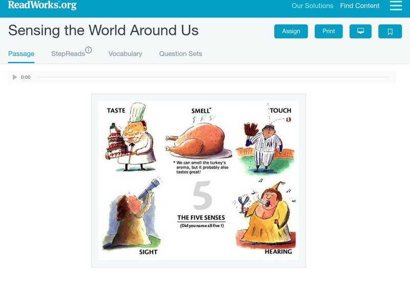 Read Works: Sensing the World Around Us Activity Read Works: Sensing the World Around Us Activity