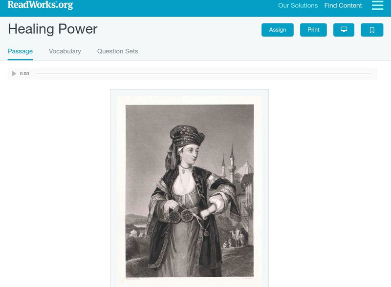 Read Works: Healing Power Activity Read Works: Healing Power Activity