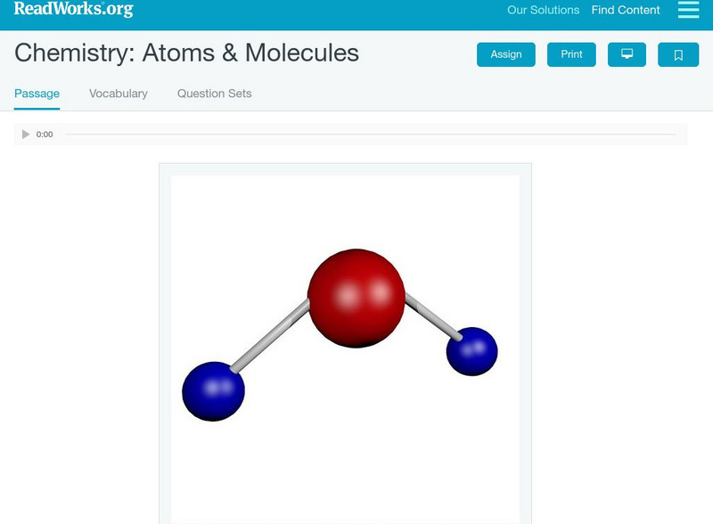 Read Works: Chemistry: Atoms & Molecules Instructional Video Read Works: Chemistry: Atoms & Molecules Instructional Video