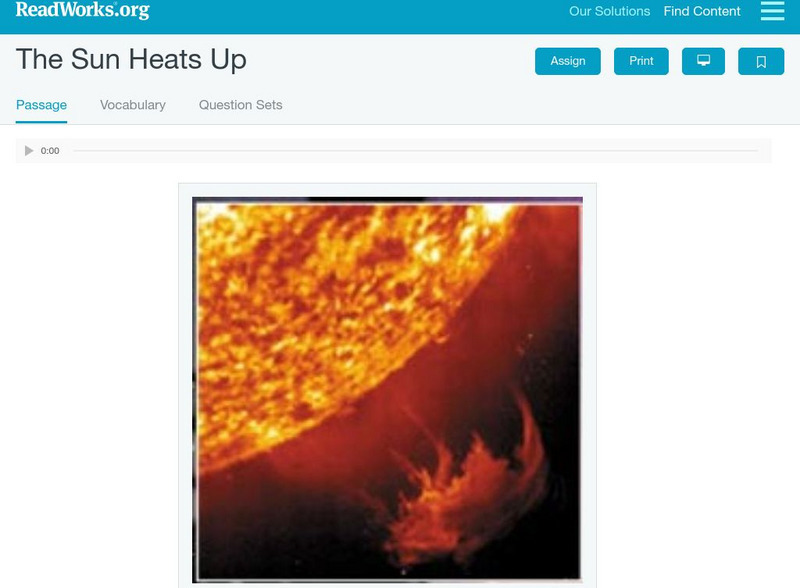 Read Works: The Sun Heats Up Activity Read Works: The Sun Heats Up Activity