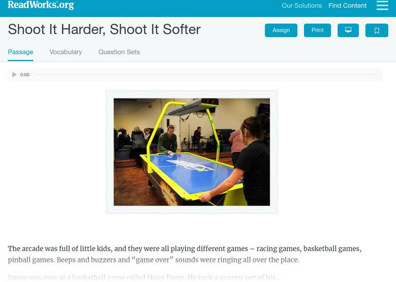 Read Works: Shoot It Harder, Shoot It Softer Activity Read Works: Shoot It Harder, Shoot It Softer Activity