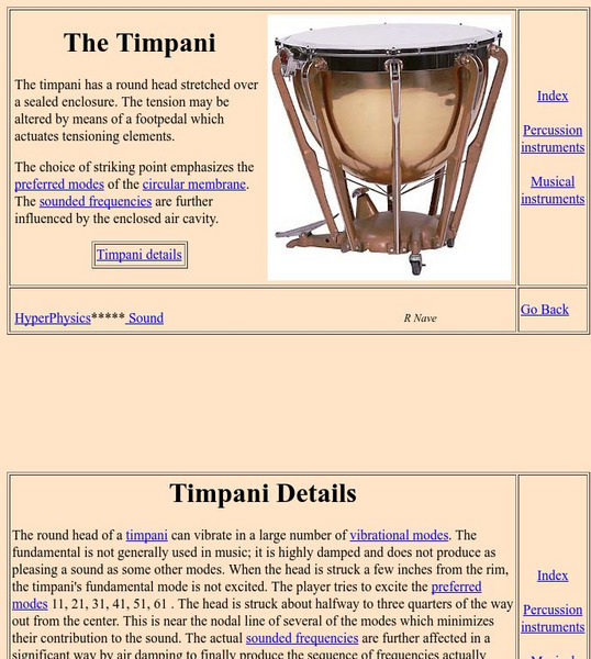 Georgia State University: Hyper Physics: The Timpani Handout Georgia State University: Hyper Physics: The Timpani Handout