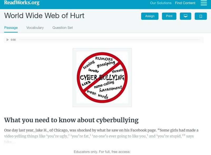 Read Works: World Wide Web of Hurt Activity Read Works: World Wide Web of Hurt Activity