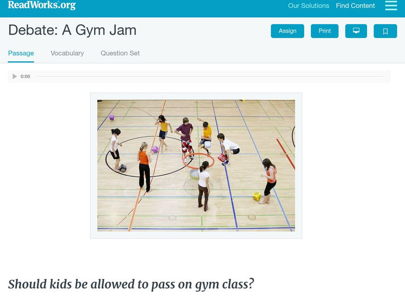Read Works: A Gym Jam Activity Read Works: A Gym Jam Activity