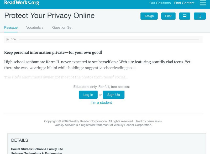 Read Works: Protect Your Privacy Online Activity Read Works: Protect Your Privacy Online Activity