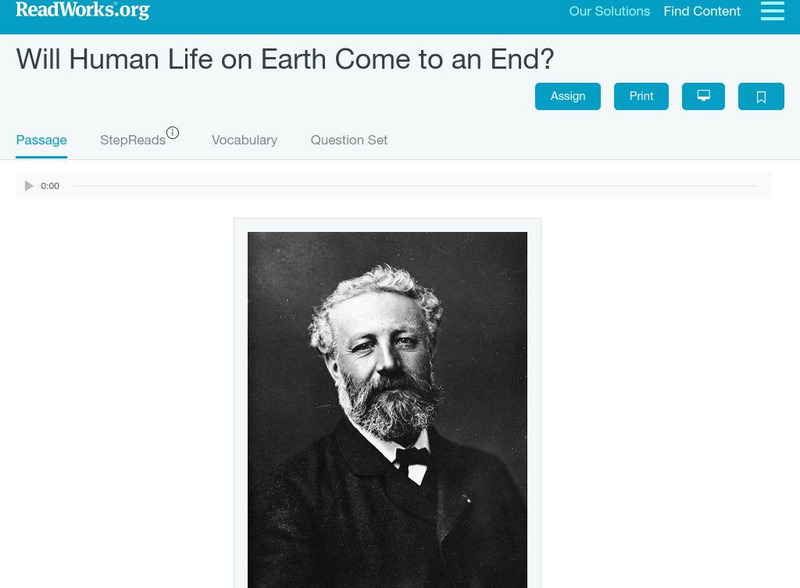 Read Works: Will Human Life on Earth Come to an End? Activity Read Works: Will Human Life on Earth Come to an End? Activity