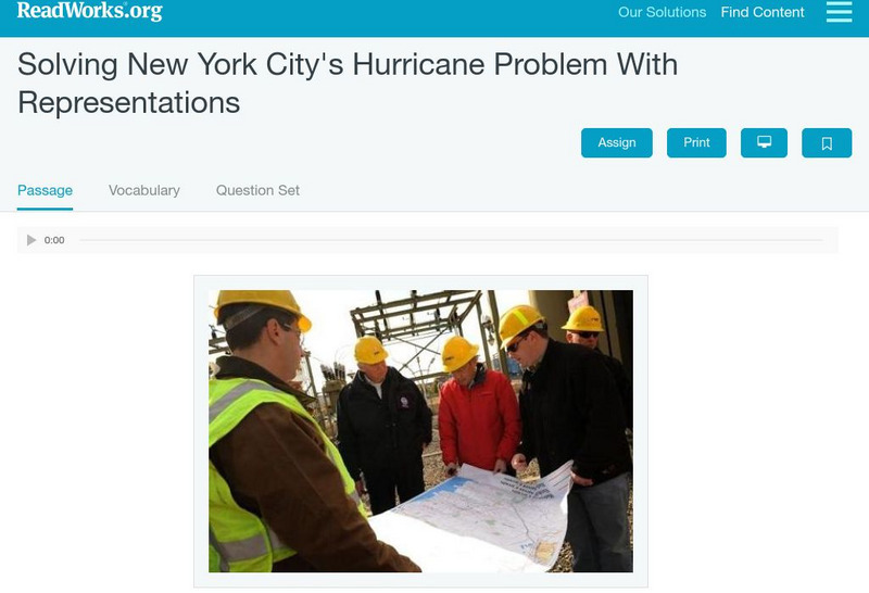 Read Works: Solving New York City's Hurricane Problem With Representations Activity Read Works: Solving New York City's Hurricane Problem With Representations Activity