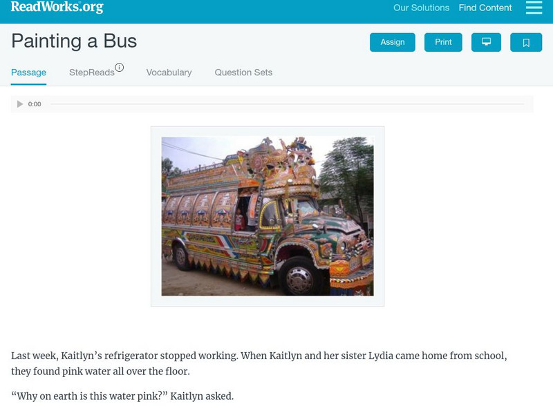 Read Works: Painting a Bus Activity Read Works: Painting a Bus Activity