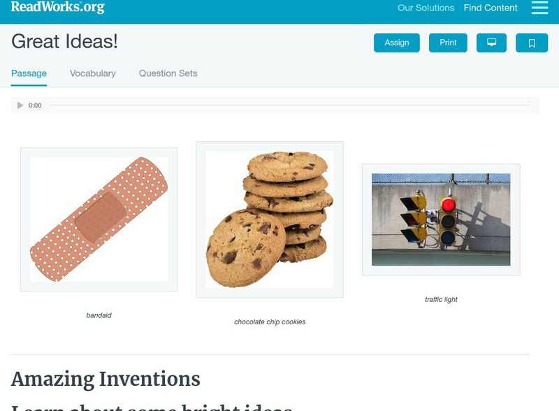 Read Works: Great Ideas! Activity