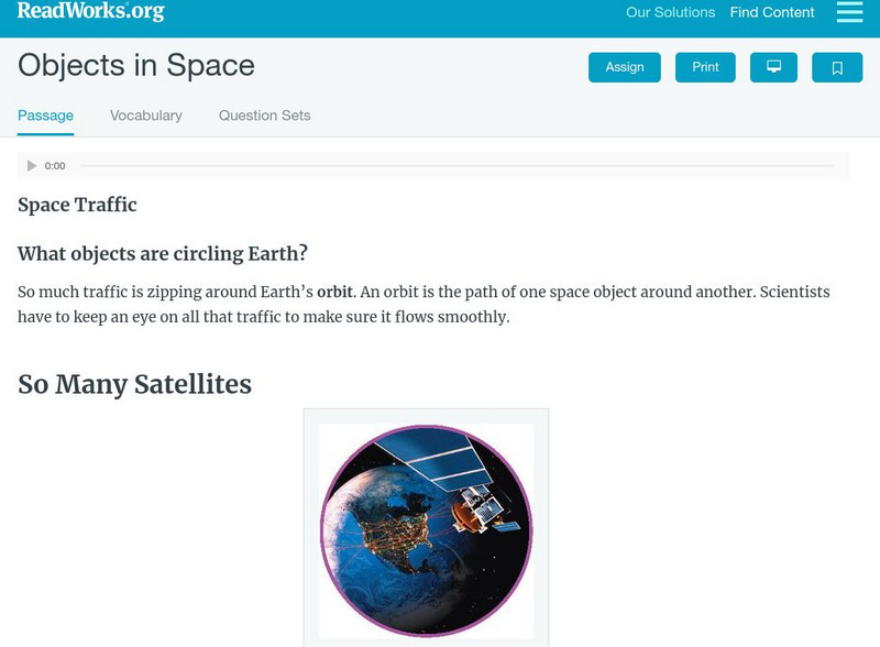 Read Works: Objects in Space Activity