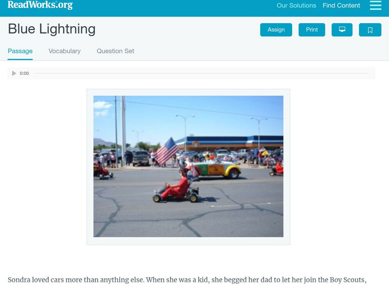 Read Works: Blue Lightning Activity Read Works: Blue Lightning Activity