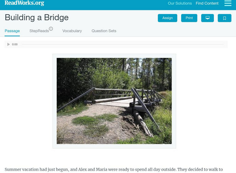 Read Works: Building a Bridge Activity Read Works: Building a Bridge Activity