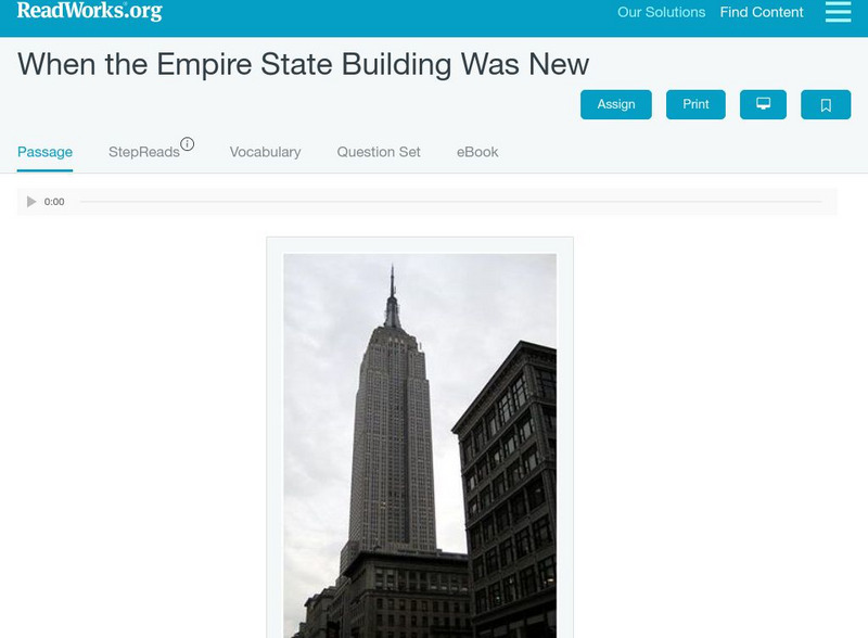Read Works: When the Empire State Building Was New Activity Read Works: When the Empire State Building Was New Activity