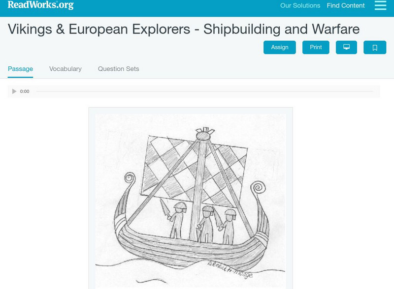 Read Works: Vikings & European Explorers Shipbuilding and Warfare Activity Read Works: Vikings & European Explorers Shipbuilding and Warfare Activity