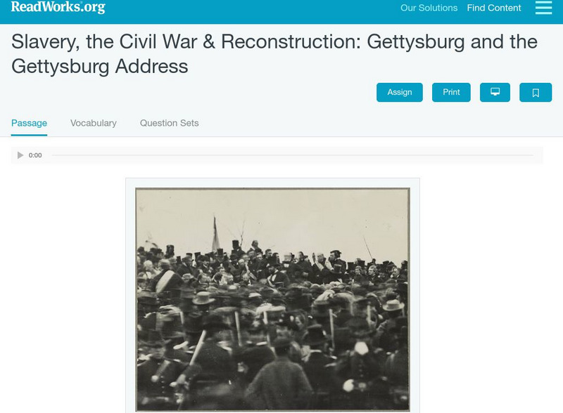 Read Works: Slavery, the Civil War, and Reconstruction Gettysburg Activity Read Works: Slavery, the Civil War, and Reconstruction Gettysburg Activity