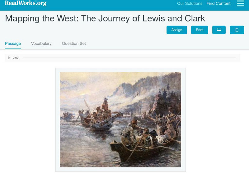 Read Works: Mapping the West: The Journey of Lewis and Clark Activity Read Works: Mapping the West: The Journey of Lewis and Clark Activity