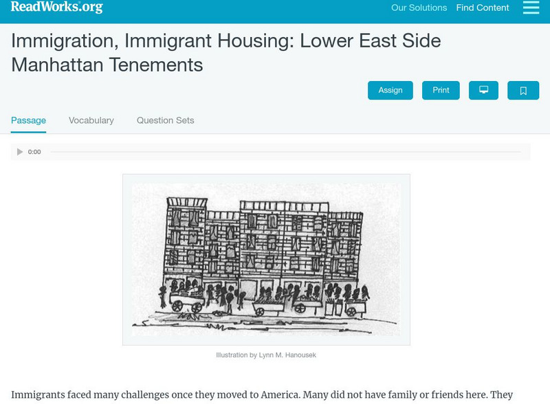 Read Works: Immigration Immigrant Housing: Lower East Side Manhattan Tenements Activity Read Works: Immigration Immigrant Housing: Lower East Side Manhattan Tenements Activity