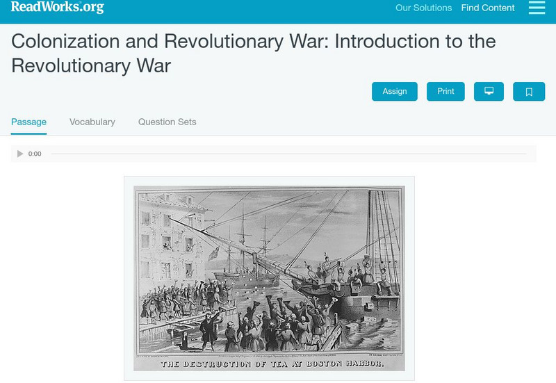 Read Works: Colonization: Introduction to the Revolutionary War Activity Read Works: Colonization: Introduction to the Revolutionary War Activity