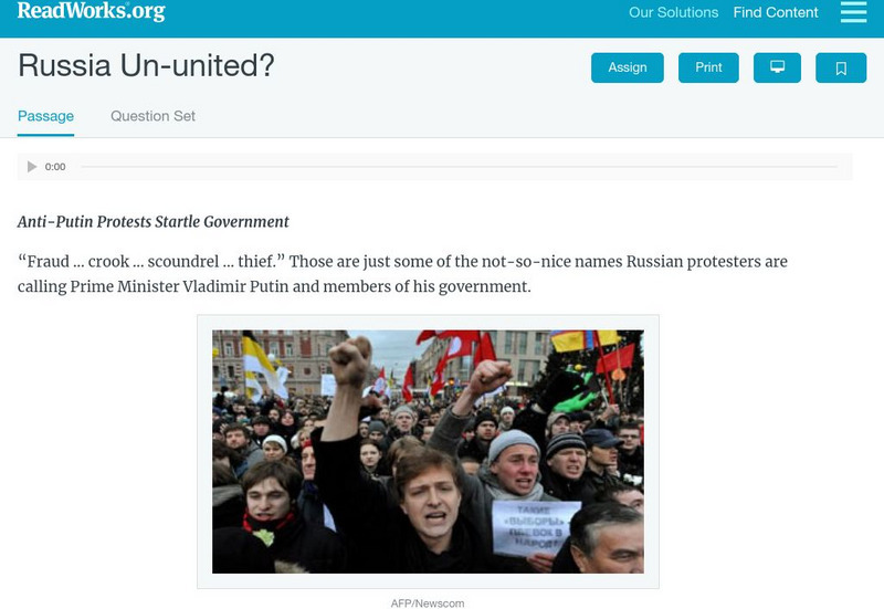 Read Works: Russia Un United? Activity Read Works: Russia Un United? Activity