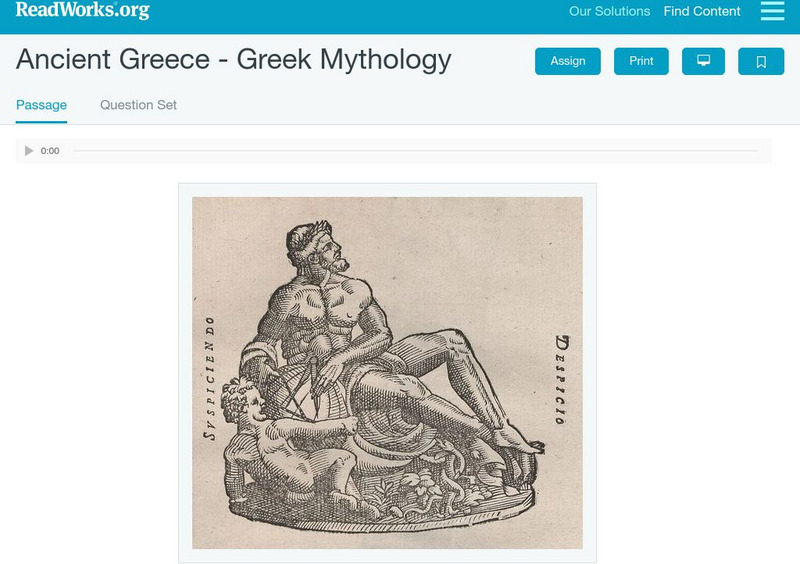 Read Works: Ancient Greece Greek Mythology Activity Read Works: Ancient Greece Greek Mythology Activity