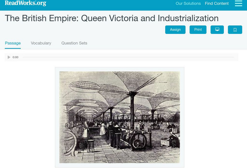 Read Works: The British Empire Queen Victoria and Industrialization Activity Read Works: The British Empire Queen Victoria and Industrialization Activity