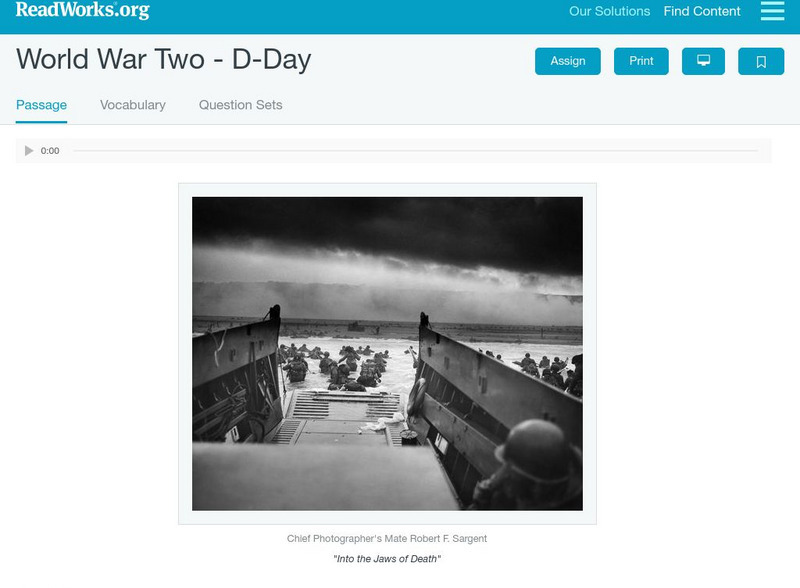 Read Works: World War Two D Day Activity Read Works: World War Two D Day Activity