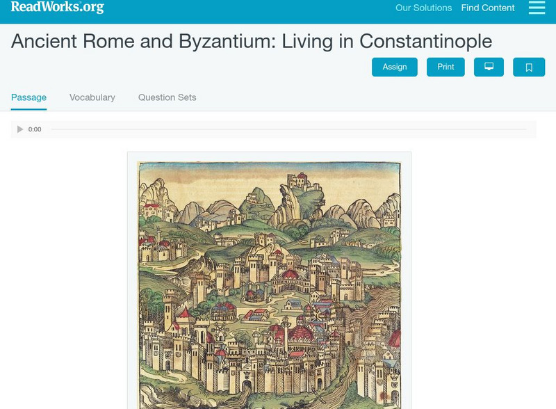 Read Works: Ancient Rome and Byzantium Living in Constantinople Activity Read Works: Ancient Rome and Byzantium Living in Constantinople Activity