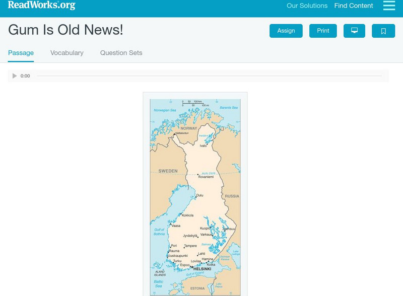 Read Works: Gum Is Old News! Activity Read Works: Gum Is Old News! Activity