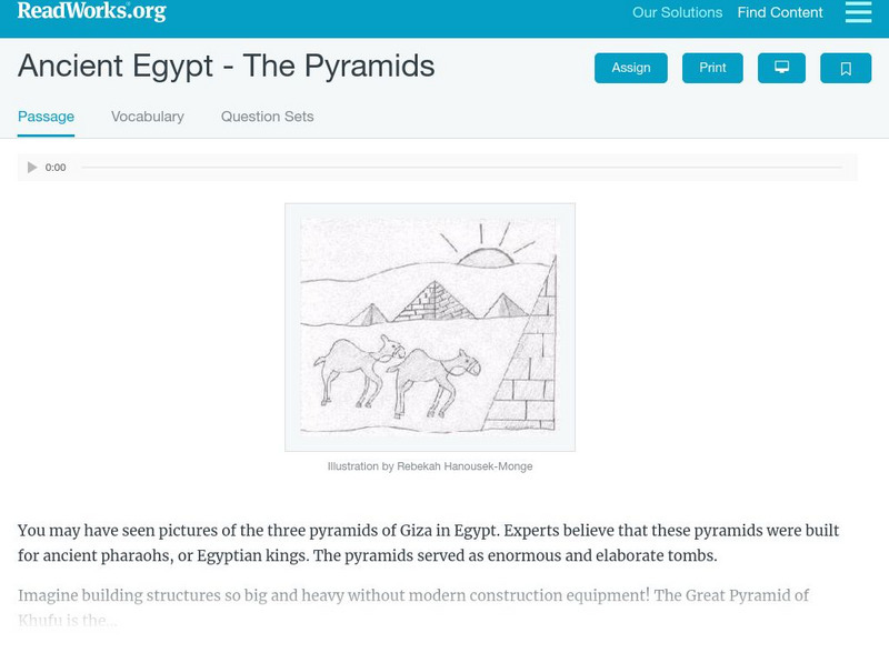 Read Works: Ancient Egypt the Pyramids Activity Read Works: Ancient Egypt the Pyramids Activity