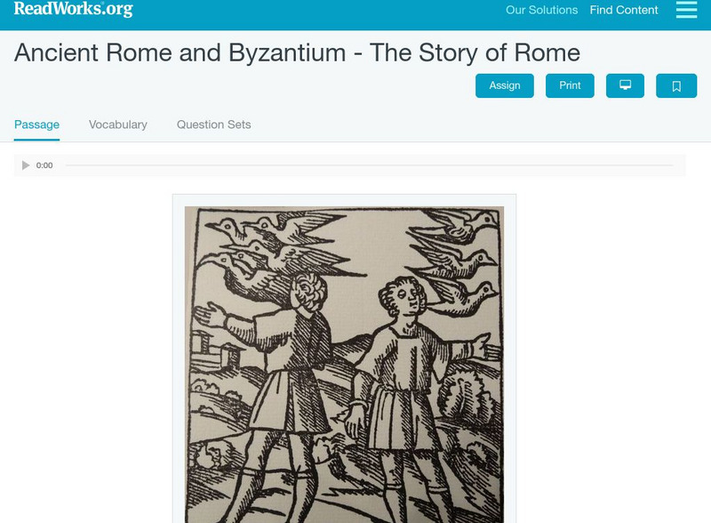 Read Works: Ancient Rome and Byzantium the Story of Rome Activity Read Works: Ancient Rome and Byzantium the Story of Rome Activity