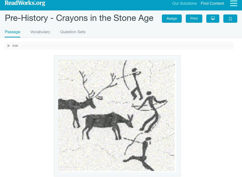 Read Works: Pre History Crayons in the Stone Age Activity