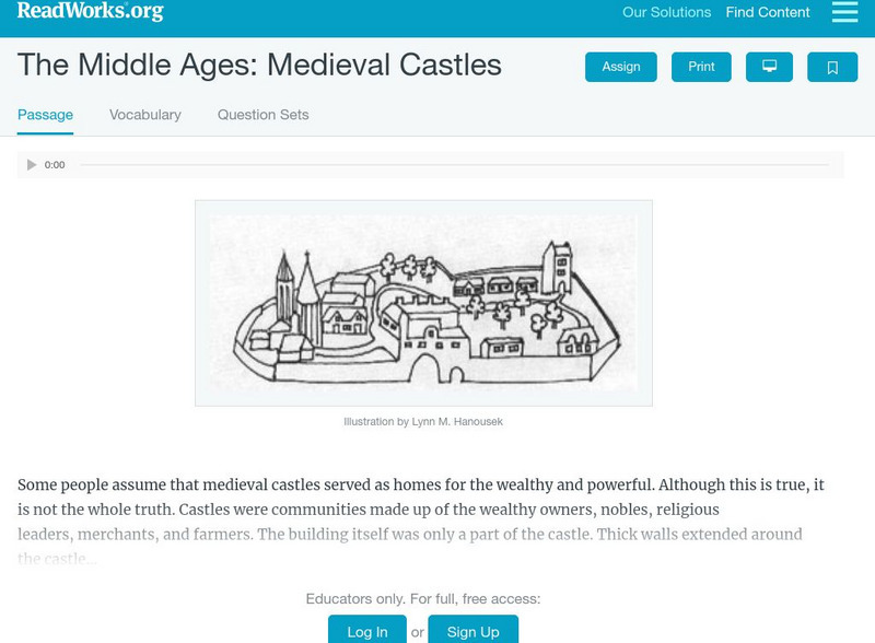 Read Works: The Middle Ages Medieval Castles Activity