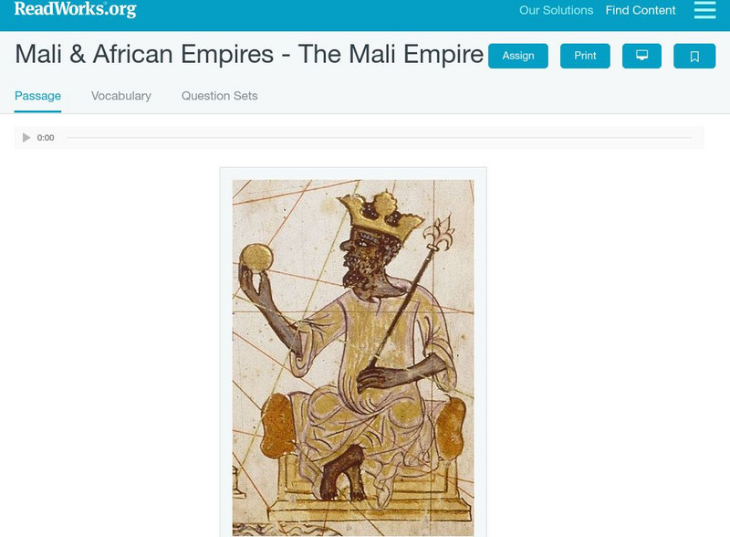 Read Works: Mali & African Empires the Mali Empire Activity