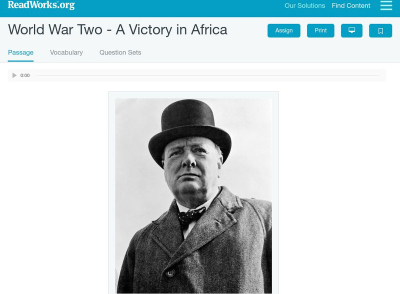 Read Works: World War Two a Victory in Africa Activity Read Works: World War Two a Victory in Africa Activity
