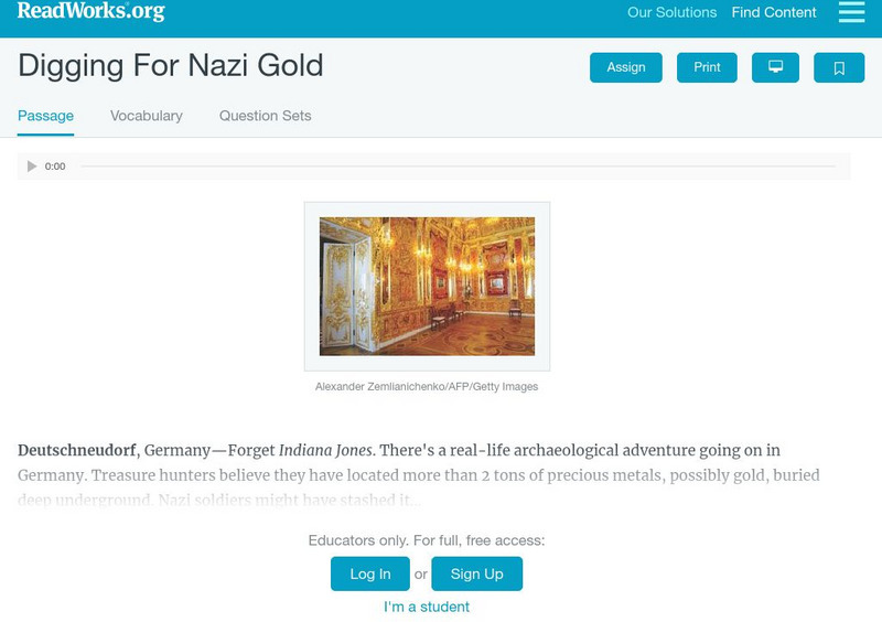 Read Works: Digging for Nazi Gold Activity