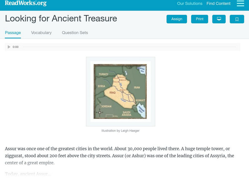Read Works: Looking for Ancient Treasure Activity
