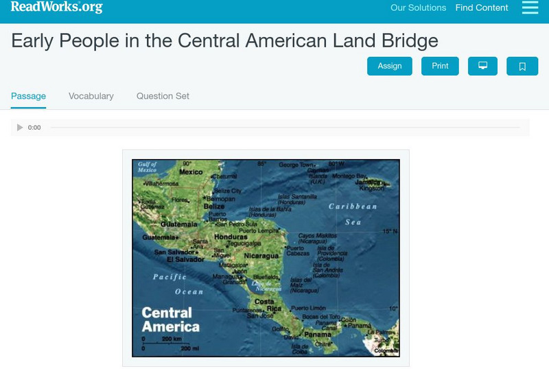 Read Works: Early People in Central American Land Bridge Activity Read Works: Early People in Central American Land Bridge Activity