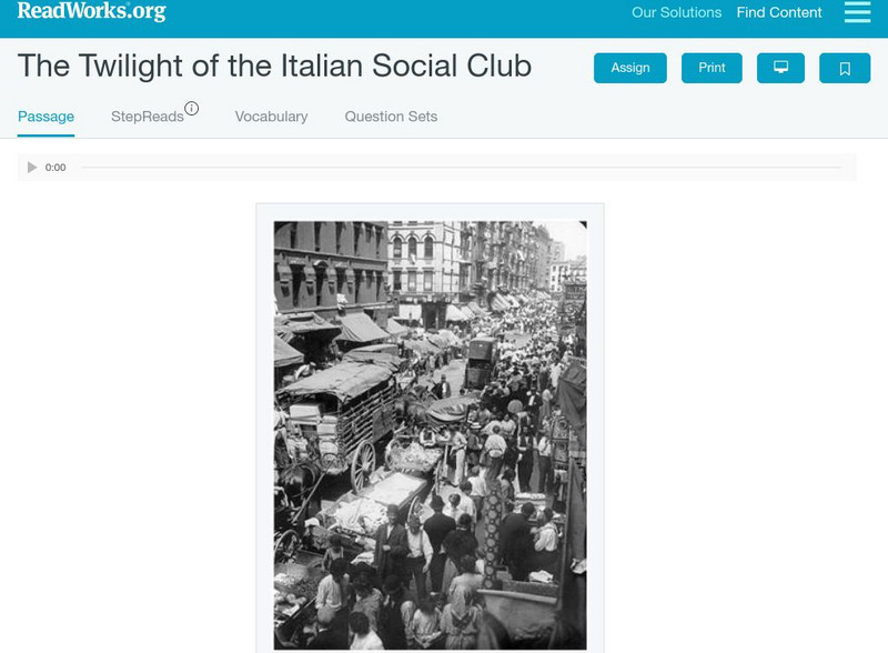 Read Works: The Twilight of the Italian Social Club Activity