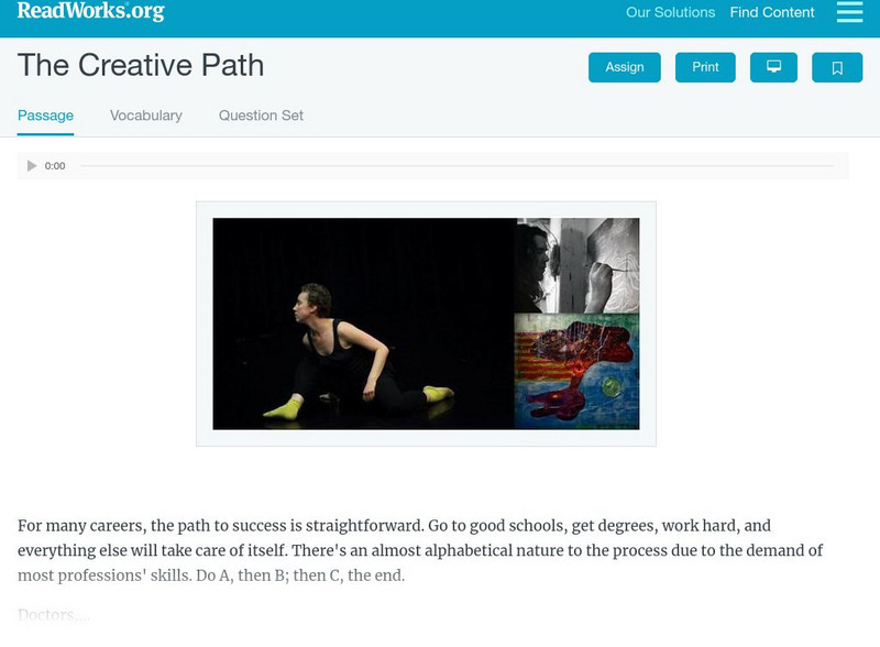Read Works: The Creative Path Activity