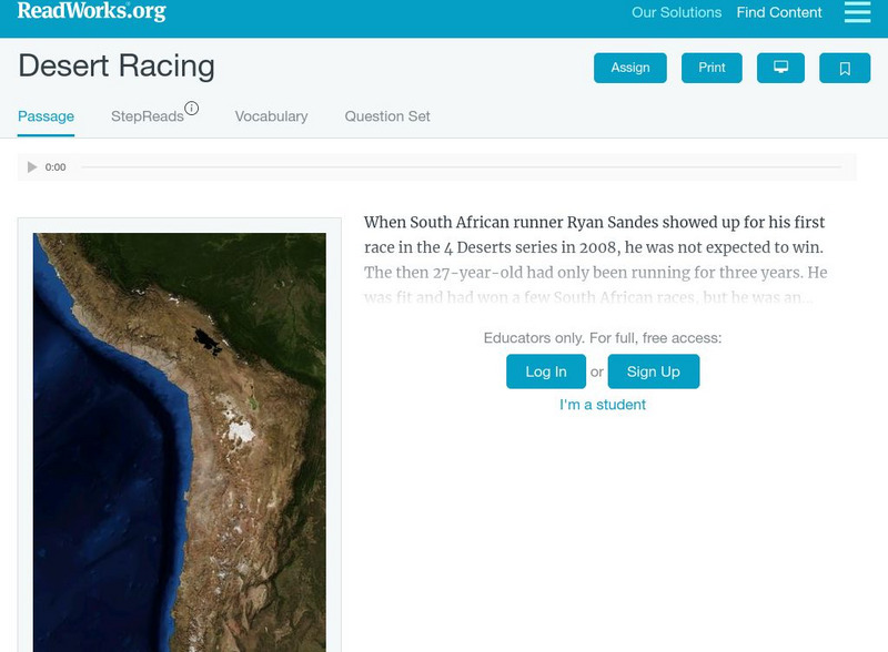 Read Works: Desert Racing Activity Read Works: Desert Racing Activity