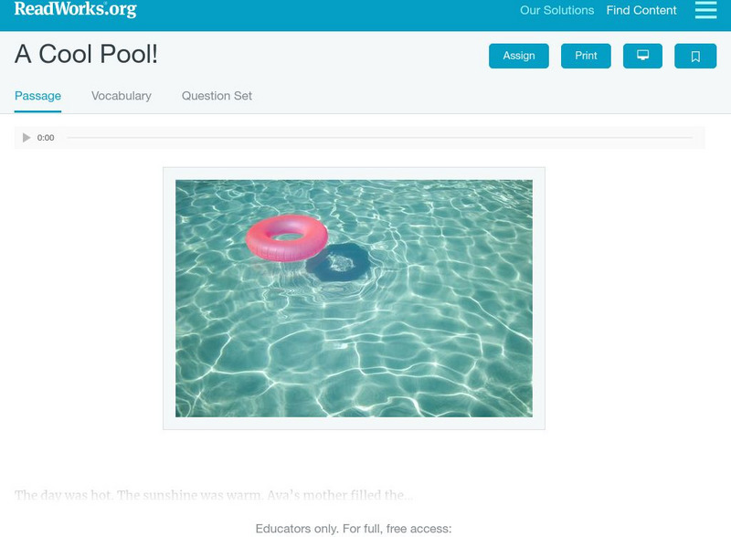 Read Works: A Cool Pool Activity