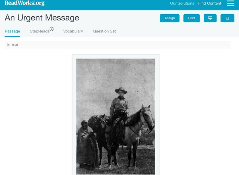 Read Works: An Urgent Message Activity Read Works: An Urgent Message Activity