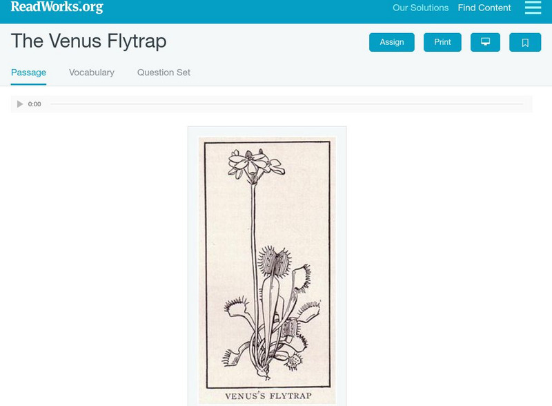 Read Works: The Venus Flytrap Activity