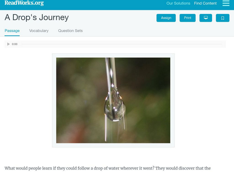 Read Works: A Drop's Journey Activity