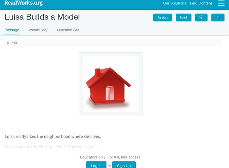 Read Works: Luisa Builds a Model Activity