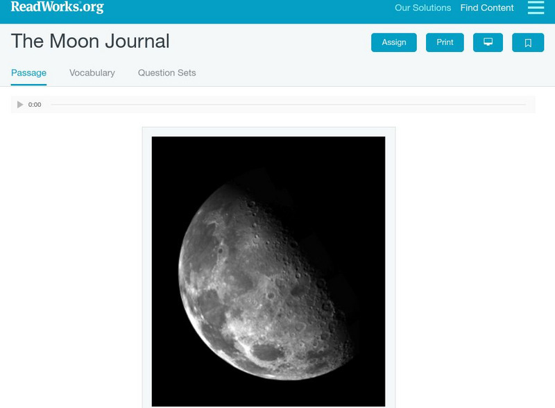 Read Works: The Moon Journal Activity Read Works: The Moon Journal Activity